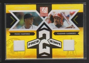 2005 DONRUSS ELITE GOLD FACE 2 DUAL JERSEY PEDRO MARTINEZ/VLADIMIR GUERRERO #/75