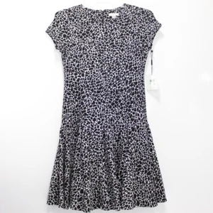 Calvin Klein Womens Black and White Knit Flared Hem Short Sleeve Dress Size 8 - Picture 1 of 7