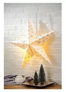 Weihnachtsstern Schneeflocke 60 cm - 10 LED - Papierstern zum hängen Leuchtstern - Bild 1 von 1