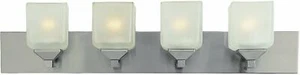 Edwards Pewter And White Frosted Glass 4 Light LED Bath Wall Orig $345 - Picture 1 of 2