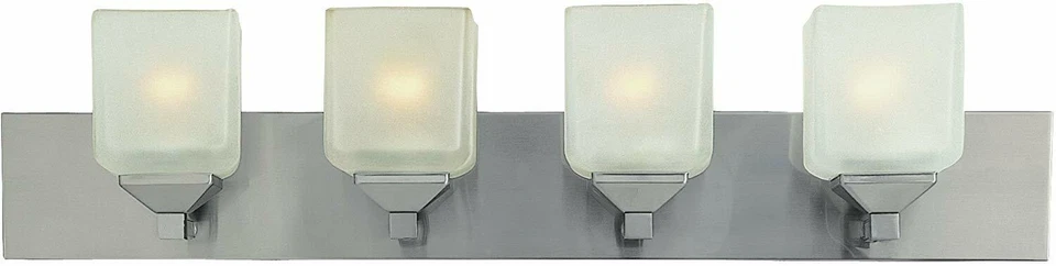 Edwards Pewter And White Frosted Glass 4 Light LED Bath Wall Orig $345 - Image 1 of 2