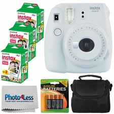 Fujifilm Instax Mini 9 Instant Camera Smokey White + 60 Film + Case + Batteries