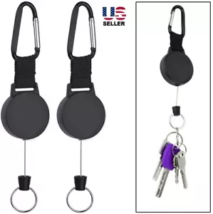 2PCS Retractable Keychain Retainer With Steel Clip Key Ring With Heavy Duty USA - Picture 1 of 12