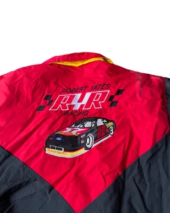 Vintage 90s Texaco Racing NASCAR Signed Puffer Jacket Black/Red Large - Picture 1 of 5