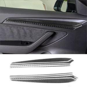 8Pcs Carbon Fiber Interior Door Panel Cover Trim For Tesla Model 3/Y 2017-2022 - Picture 1 of 11