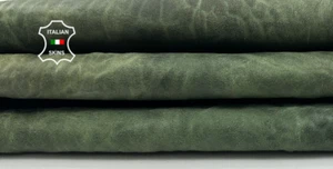 GREEN VERY USED OLD VINTAGE LOOK VEGETABLE TAN Lamb Leather 5sqf 1.1mm #C5196 - Picture 1 of 7