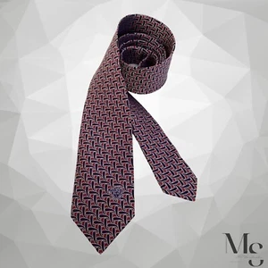 VERSACE Current Burgundy Navy Paisley Medusa Made In Italy Silk Tie W:2.75" E.C - Picture 1 of 6