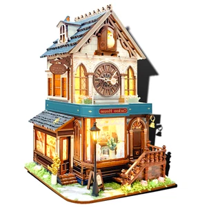 Cuckoo Cottage Clock Mechanical 3D Wooden Puzzle DIY Book Nook Models Kit - Picture 1 of 7