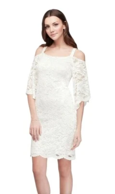 Womens Elegant White Lace Cold Shoulder Dress Bell Sleeves For Women Size 1X - Image 1 of 4