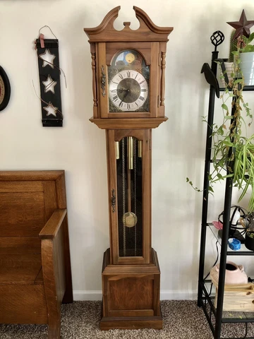 Vintage 1973 Grandfather Clock Emperor Model 120 w/German Movement RUNS GREAT Cover