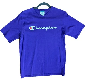 Camiseta Champion Logo Adulto Mediana Púrpura Cuello Redondo Manga Corta - Imagen 1 de 2