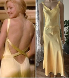 Faviana 11052 Andie Anderson Yellow Silky Open Back Evening Rom-Com Dress Y2K - Picture 1 of 13