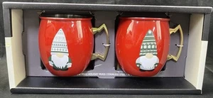 *NUEVO Juego de 2 tazas de mula de Moscú de acero inoxidable de 20 oz Cambridge Red Elf de Navidad - Imagen 1 de 5