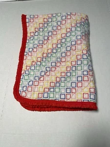 Vintage Sears Perma Prest Regenbogen quadratischer Würfel Baby Decke - Bild 1 von 7