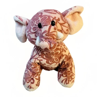 GANZ Webkinz Plush Batik Elephant Floral Pink 9" Stuffed Animal Soft Toy No Code - Image 1 of 4