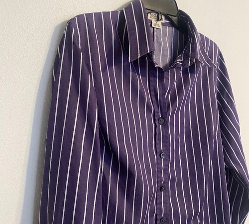 Abito da lavoro Michael Kors viola a righe manica lunga con bottoni donna 14 us intime ottimeioni