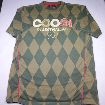 Camisa Coogi Para Hombres 3XL Verde Dorado Argyle Australia 1969 Gráfico Bordado Camiseta Foto 1 de 4