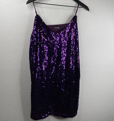 Vestido Allegra K para mujer púrpura talla 1X sin mangas lentejuelas completas graduación formal caprichoso Foto 1 de 4