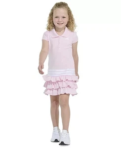 NWT Adidas Girls Pink Polo Dress Ruffle Bottom Athletic Activewear Size 6 - Picture 1 of 6