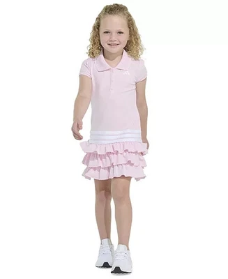 NWT Adidas Girls Pink Polo Dress Ruffle Bottom Athletic Activewear Size 6 - Image 1 of 4