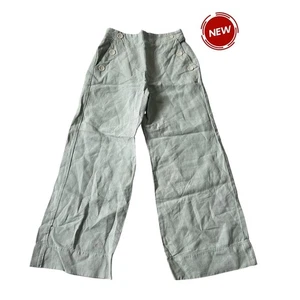 Pantalone bambina Zara verde lino gamba larga taglia 11-12 nuovo con etichetta | 73-31 - Foto 1 di 7