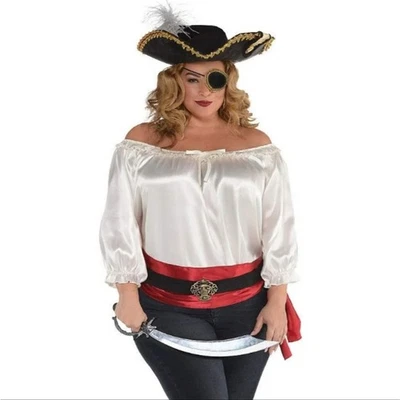 Amscan пиратская Венч плюс размер костюм верхний XXL 18/20 Хэллоуин крестьянская блузка с Ярлыками - Изображение 1 из 4