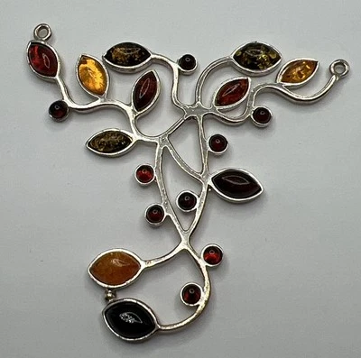 multi color baltic amber 925 sterling silver pendant 11 grams - Image 1 of 4