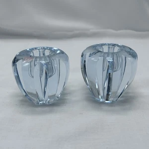 Paar - Orrefors schwere geriffelte Kristall konische Kerzenhalter Schweden signiert Vintage EUC - Bild 1 von 13