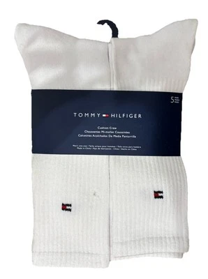New Tommy Hilfiger Socks Men’s 5Pairs One Size White Cushion Crew Socks Athletic - Image 1 of 4