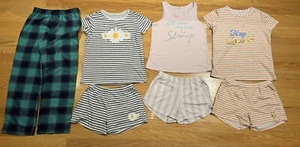 Girls Lot Pajamas 7 Pieces Lands End & More Size 10 Shorts Pants Tops - Picture 1 of 11
