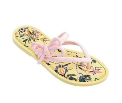 Melissa + Jason Wu Z2660* Womens Yellow Floral Bow Thong Flip Flop Size 8 M - Image 1 of 4