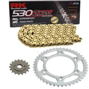 Chain Set Kawasaki ZRX 1100 97-00 Chain RK GB 530 Zxw 110 Gold Open 17/45 - Picture 1 of 4