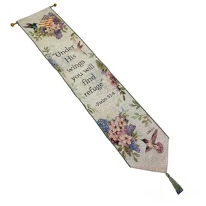 Whisper Wings Hummingbird Welcome Lilacs Tapestry Wall Hanging Bellpull w/Verse - Picture 1 of 1