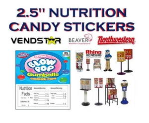 2.5 x 2.5 Bulk Vending Label Candy Machine Sticker Gumball BLOWPOP GUMBALLS - Picture 1 of 1
