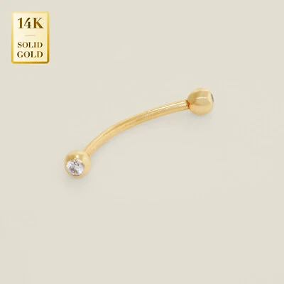 Piercings corporales de circonita cúbica ojo de serpiente de oro macizo de 14K joyería calibre 16 Foto 1 de 2