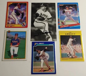 1990 Jim Abbott California Angels Autograph Signed Photo +15 Bonus Cards EX - Picture 1 of 7