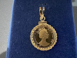 1991 Isle of Man 1/20 Gold Proof Angel in 14K Rope Twist Bezel (BAJ) - Picture 1 of 5