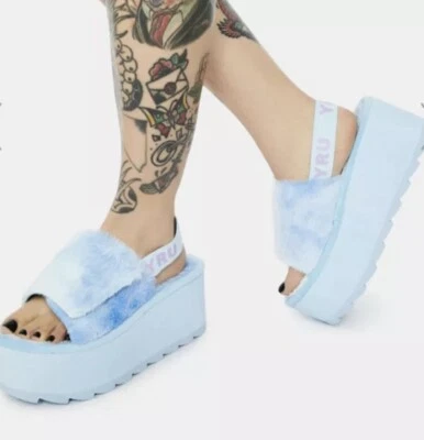 Y.R.U. MUJER QOZII AZUL TIE DYE IMITACIÓN PIEL PLATAFORMA TOBOGANES TALLA 8 Foto 1 de 4