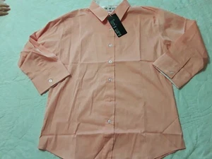 Men's Peach Buttoned Down Three-Quarter Sleeve Casual Shirt Size Small NWT - Picture 1 of 3
