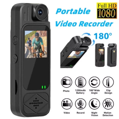 20 Hour 1080P Camcorder Mini Police Body Camera HD 180° Video DVR IR Night Cam - Image 1 of 4