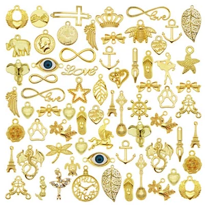 20 Mix Gold Charm Alloy For Pendant Bracelet Necklace Jewellery DIY Crafts 1-6cm - Picture 1 of 7