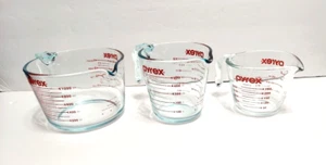 3-Piece Pyrex Clear Glass Measuring Cup Set 1-Cup, 2-Cup & 4-Cup / MINT - Picture 1 of 7