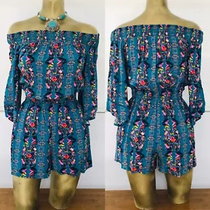 PAGLIACCETTO pantaloncino bohemien off SHOULDER tutina tutina piccola nuovo senza etichette - Foto 1 di 12