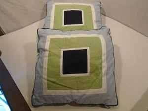 Set Of 2 Nautica light Blue/ White/green /Navy Throw Pillows. 15”x15”. - Picture 1 of 5