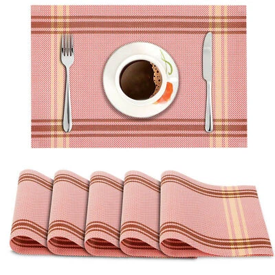 PVC Washable Set of 6 Placemats for Dining Table 45x30 cm US - Image 1 of 4