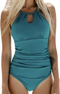 CUPSHE Women's One Piece Swimsuit High Neck Tummy Control Swimwear Bathing Suit - Picture 1 of 3