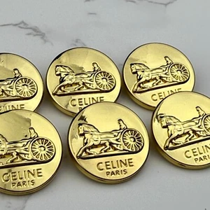 8 CELINE BUTTONS LOGO ROUND GOLD METAL 22MM VINTAGE - Picture 1 of 5