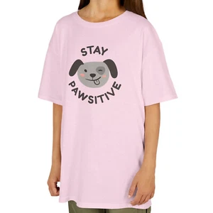 Stay Pawsitive Youth T-Shirt, Dog Lover Shirt, Cute Puppy Tee, Color Options: - Picture 1 of 14