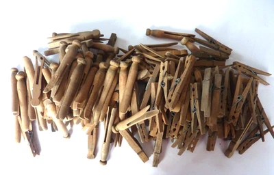 Prendedores de madera vintage para ropa clip de resorte y cabeza redonda artesanía, decoración, lavandería Foto 1 de 4