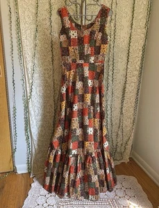 GORGEOUS Handmade 70s Patchwork Maxi Dress - Boho Cottagecore Western Prairie - Picture 1 of 9